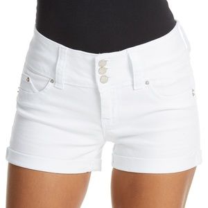 WANNABETTABUTT White Cuffed Shorts
